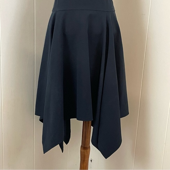10 Crosby Derek Lam Navy Dress Women’s 6 Asymmetrical Cap Sleeve V-Neck - Picture 3 of 9